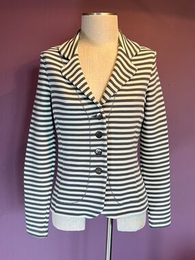 🩶Kyra & Ko 100% Cotton Blazer• Striped Charcoal & White • Really nice❣️